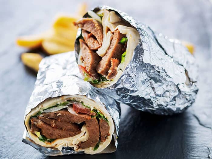 Eat food wrapped in aluminum foil while in flight