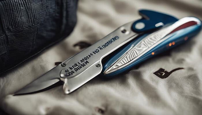 pocket knife on plane