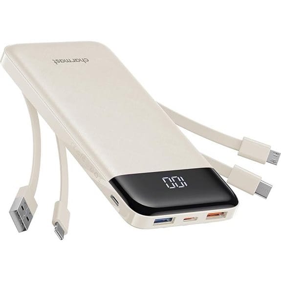 Charmast Portable Charger 10000mAh with Built-in Cables