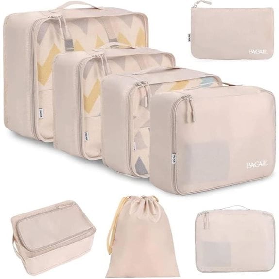 BAGAIL 8 Set Packing Cubes (Cream)