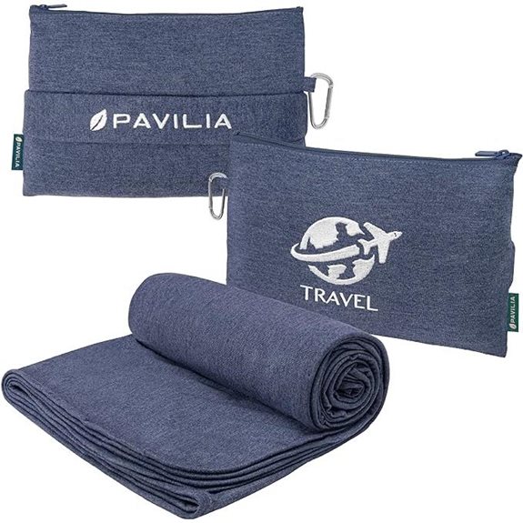 PAVILIA Travel Blanket & Pillow Combo (Navy)