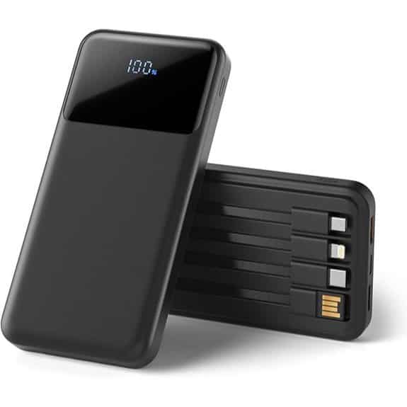 Portable Charger 10000mAh with Built-in Cables