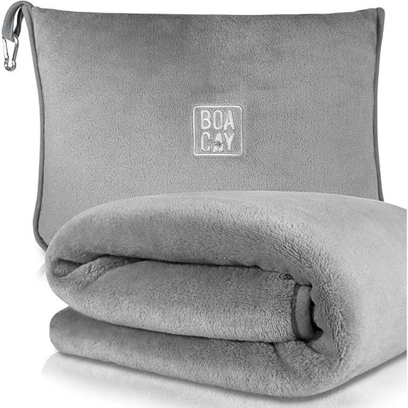BOACAY Soft Warm Travel Blanket with Pillow