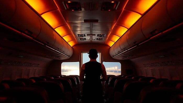 cabin lights dim for safety