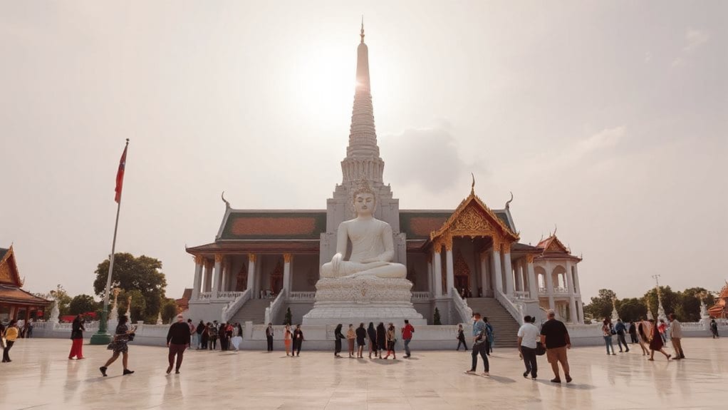 quiet riverside buddhist temple retreat