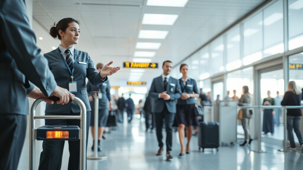 airport staff guide connections