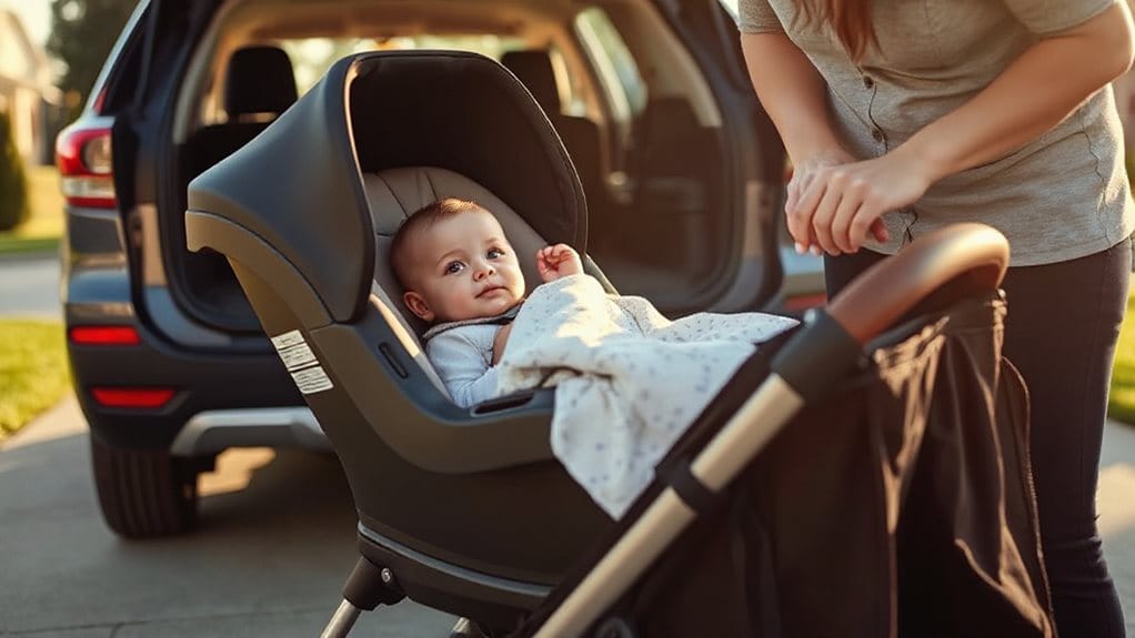 integrated car seat to stroller transition safety