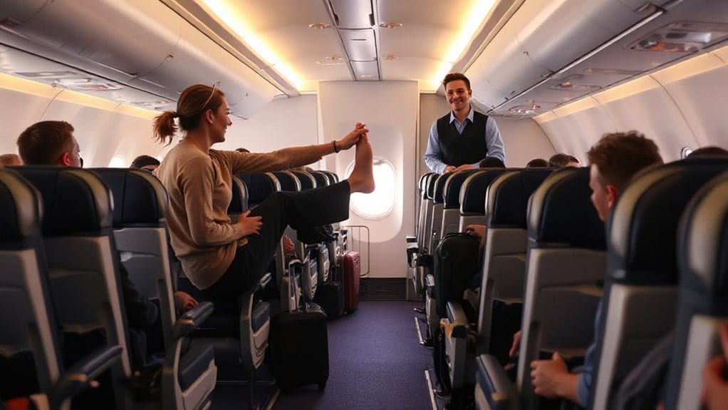 on flight stretching and walking