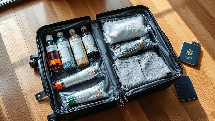 pack liquids securely in checked luggage
