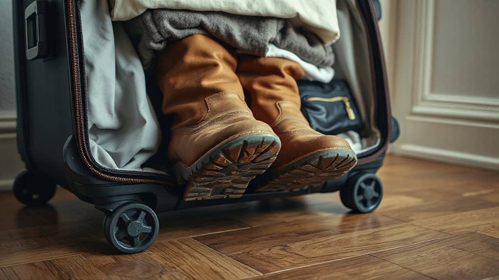 place heavy boots low and centered