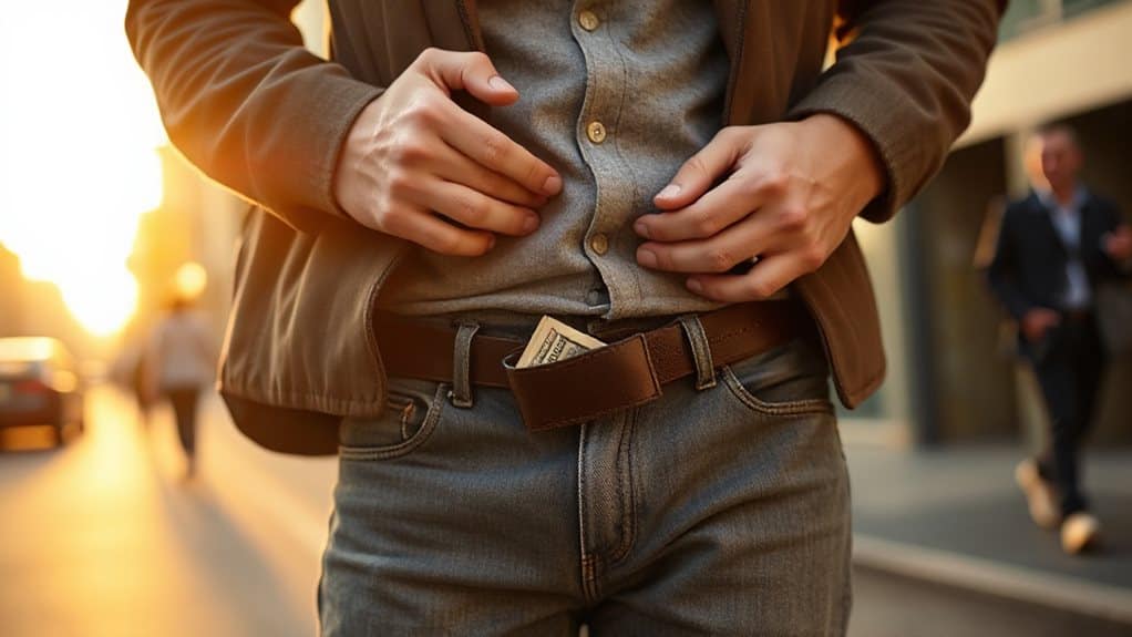 snug front pocket cash belt