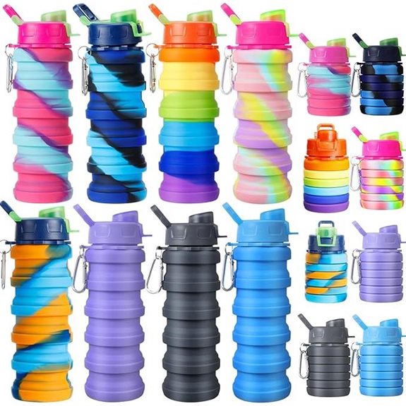 8 Pcs Collapsible Silicone Water Bottles for Travel