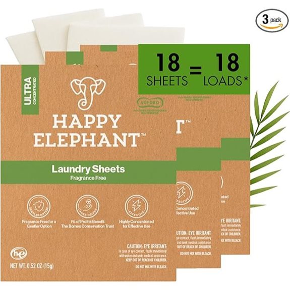 Happy Elephant Fragrance-Free Biodegradable Laundry Sheets (3 Pack)