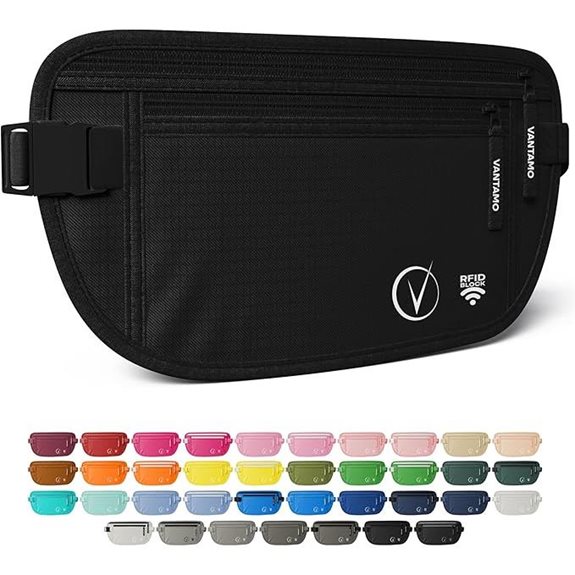 Vantamo RFID Travel Money Belt with Hidden Passport Pocket