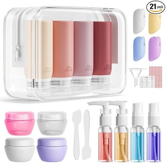 Muslish 21 Travel Bottles with Toiletry Bag