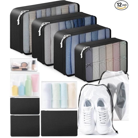 12-Piece Travel Packing Cubes Set with Accessories
