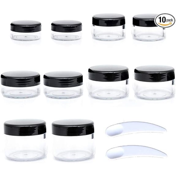 10pcs Travel Sample Jars with Labels and Spatulas