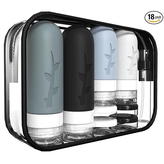 18-Pack TSA Approved Travel Toiletry Bottles