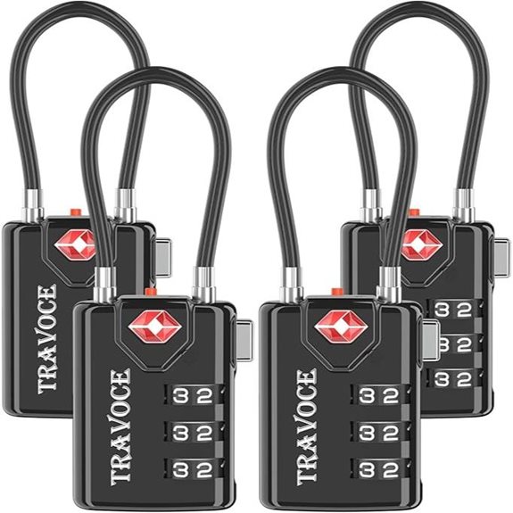 TRAVOCE TSA Approved 4-Pack Luggage Locks
