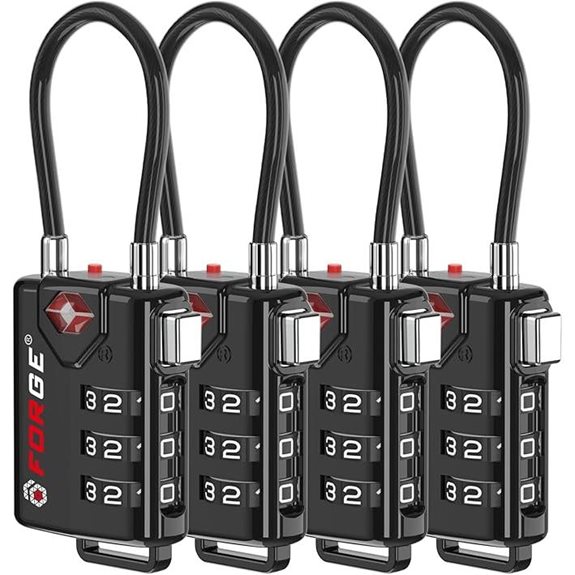 TSA Approved Cable Luggage Locks Re-settable Combination with Alloy Body