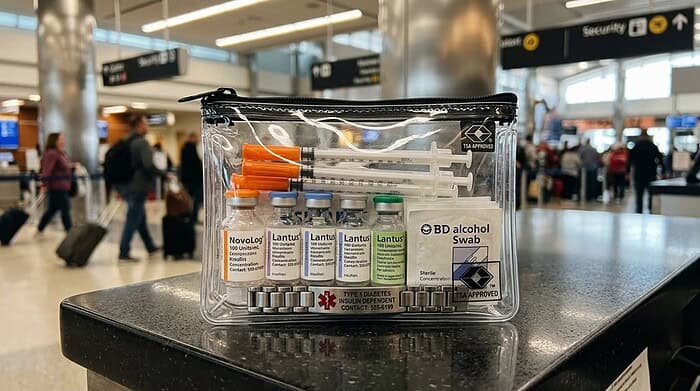 carrying insulin and syringes